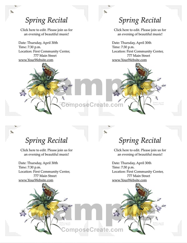 Flower Etching Recital Program