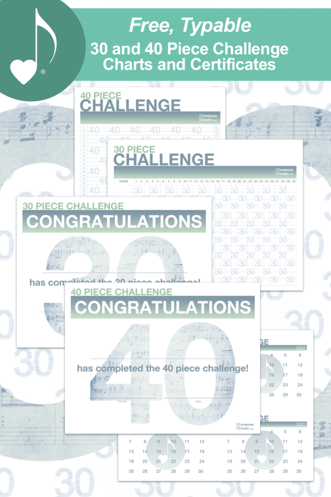 2022 30/40 piece challenge certificates and charts