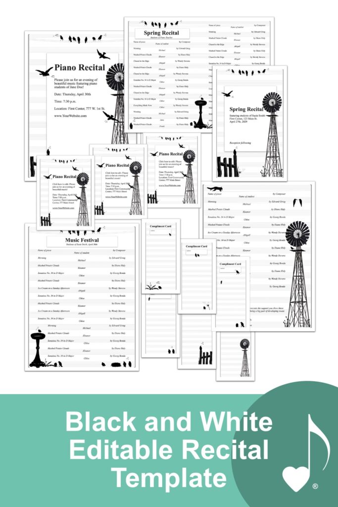 Black and White Recital Template | ComposeCreate.com 
