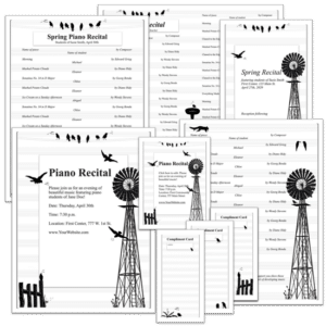 Singing Birds Recital Program - Editable piano recital program from ComposeCreate.com