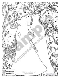 Elves Immortal by Wendy Stevens - Piano solo from our Mythical Creatures 3 series and includes bonus coloring page | ComposeCreate.com