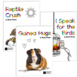 Pet Shop Pieces 3 includes 3 piano solos: Reptile Crush, I Speak for the Birds, and Guinea Hugs