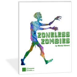 Zoneless Zombies is a bold and edgy Halloween piano solo by Wendy Stevens. It's part of the Creepy Creatures Bundle | ComposeCreate.com