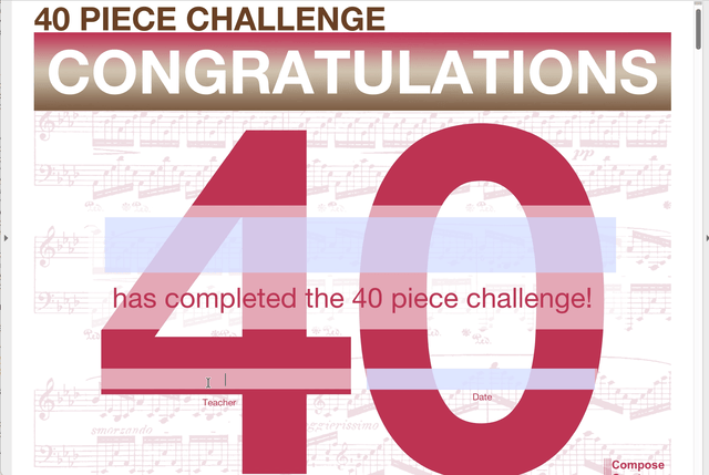 Certificates for 30/40 piece challenge charts | Neapolitan Ice Cream Challenge Charts | ComposeCreate.com 
