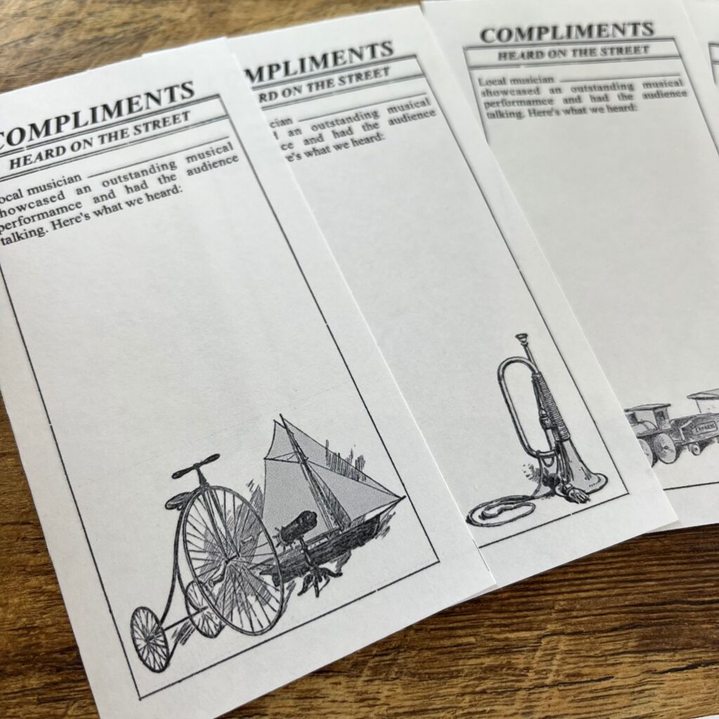 Compliment Cards from Holiday Newspaper Recital Template | ComposeCreate.com