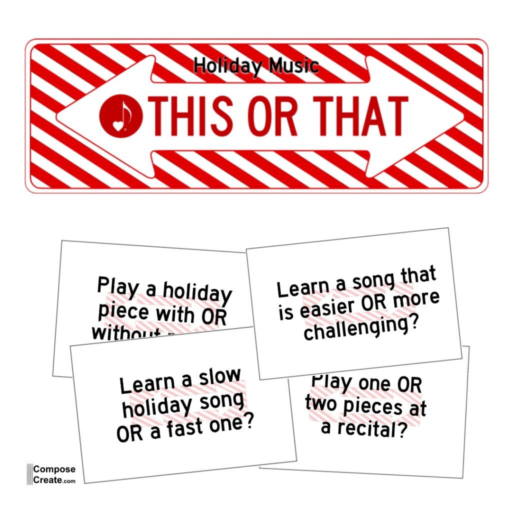 Holiday Music This or That | a fun ice breaker holiday music game ComposeCreate.com