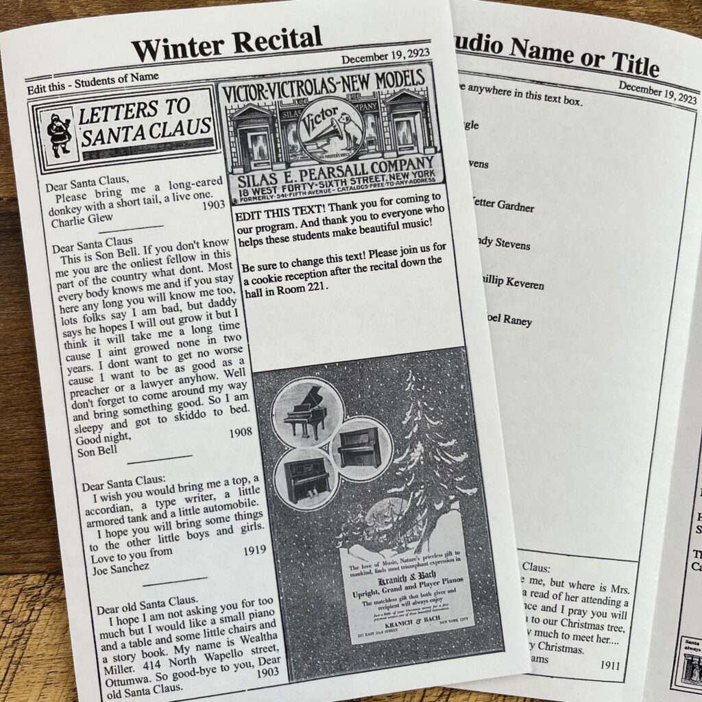 New Editable Holiday Newspaper Recital Template ComposeCreate com