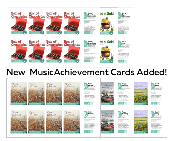 New Music Achievement Cards for Little Fuzzies and In Beautiful Places | ComposeCreate.com