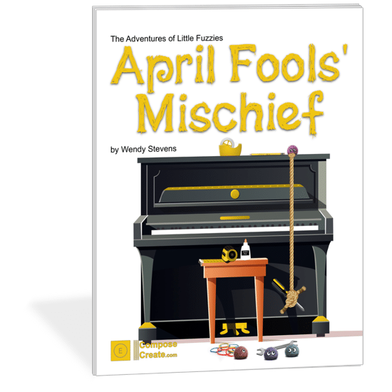 Adventures of Little Fuzzies April Fools' Mischief piano solo by Wendy Stevens | ComposeCreate.com | Creating a Cover for an Elementary Piano Solo