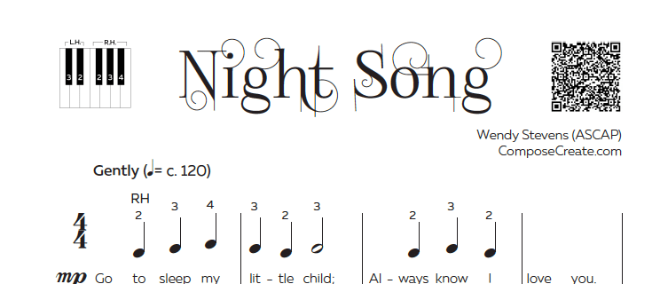 QR code for Night Song | New QR Codes: Access the Music Recording Instantly! | ComposeCreate.com