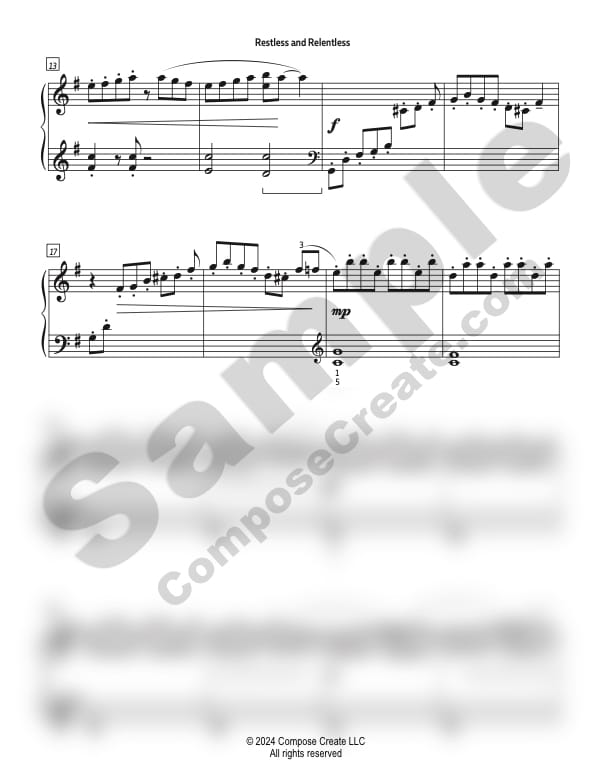 Restless and Relentless - Part of the Urgency bundle of piano music by Wendy Stevens | ComposeCreate.com