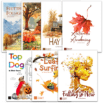 Autumn Music Bundle 2024 includes Fluttering Foliage, Harvest Bounty, Hay Ride, Autumns' Awakening, Top Dog, Leaf Surfing, and Falling to New. All piano solos by Wendy Stevens | ComposeCreate.com 