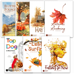 Autumn Music Bundle 2024 includes Fluttering Foliage, Harvest Bounty, Hay Ride, Autumns' Awakening, Top Dog, Leaf Surfing, and Falling to New. All piano solos by Wendy Stevens | ComposeCreate.com