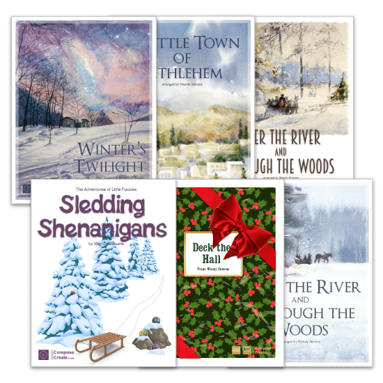 Holiday 2024 Bundle of Christmas, holiday, and winter music composed by Wendy Stevens | ComposeCreate.com