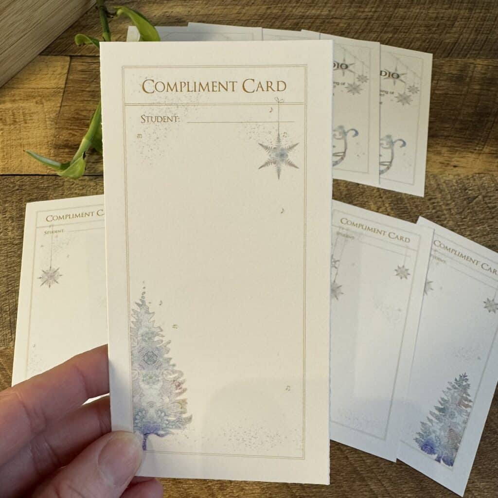 Compliment Card from Golden Winter Editable Recital Program Template | ComposeCreate.com