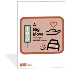 A Big Move Short Sheets™ Tune Up Tunes™ by Wendy Stevens - Three Short pieces that help piano students develop learn to play in the key signature of F Major more easily | ComposeCreate.com