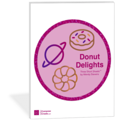 All in a Day Short Sheets™ by Wendy Stevens - Three Short pieces on the black keys about donuts. Read by finger number and direction of notes. | Included in the January 2025 Bundle from ComposeCreate.com