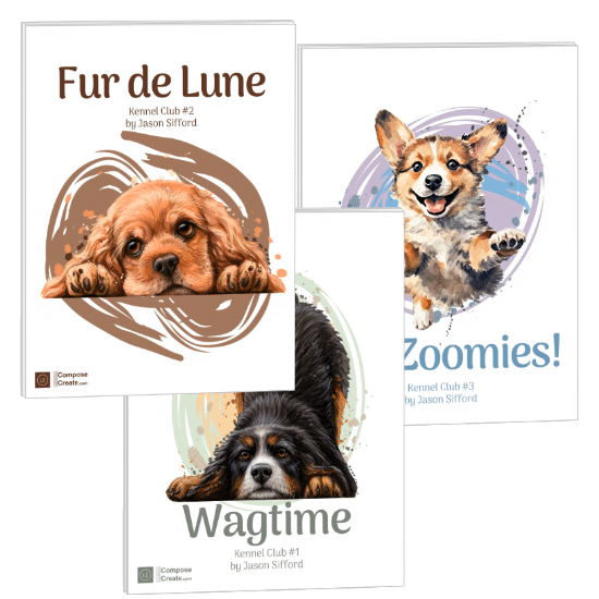 Kennel Club is a late elementary to early intemediate set of piano solos by Jason Sifford. It includes: Wagtime, Fur de Lune, and The Zoomies. | Available as an immediate download from ComposeCreate.com