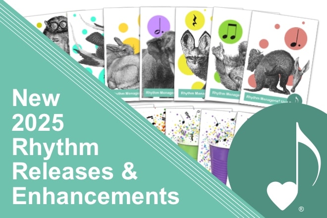 Access streaming tracks for rhythm menagerie and rhythm cup explorations faster! New rhythm curriculum releases 2025 | ComposeCreate.com