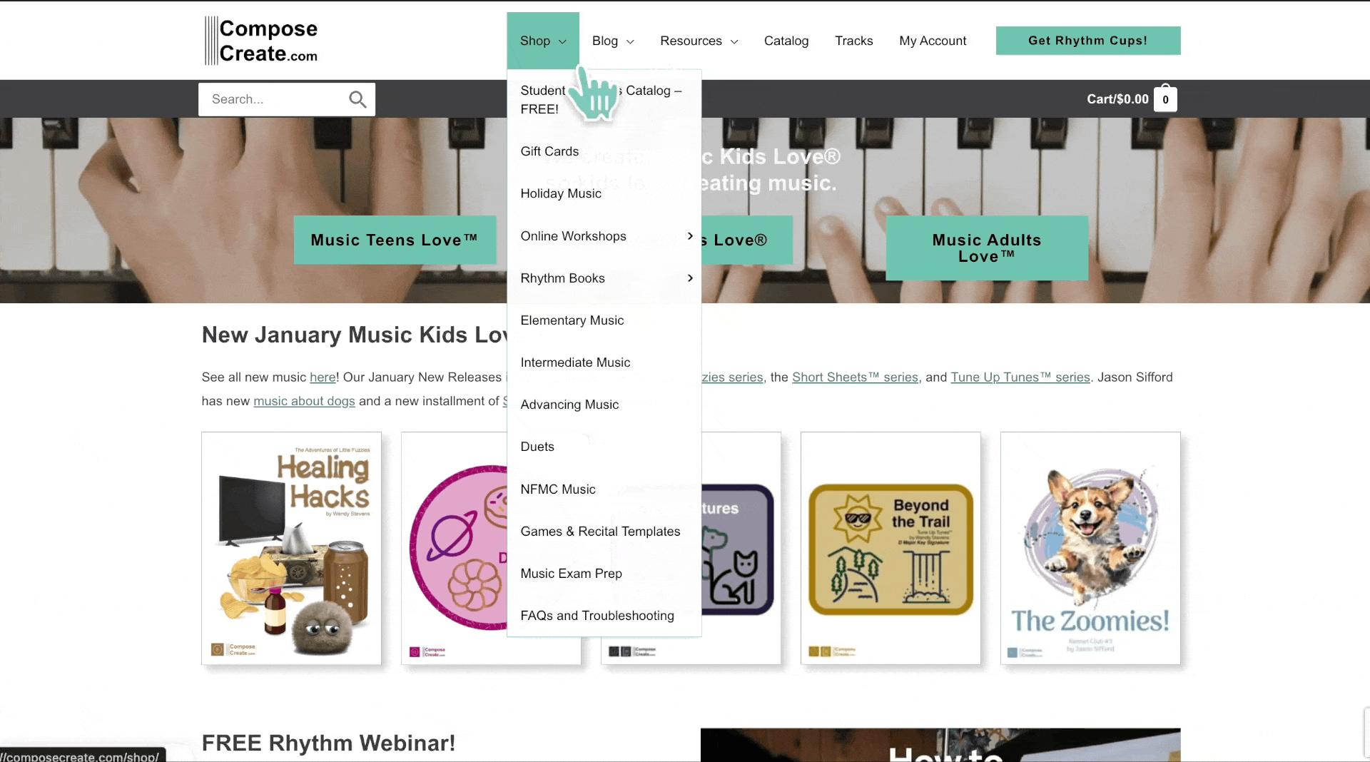 A gif demonstrating how easy it is to access ComposeCreate rhythm streaming tracks faster! | ComposeCreate.com