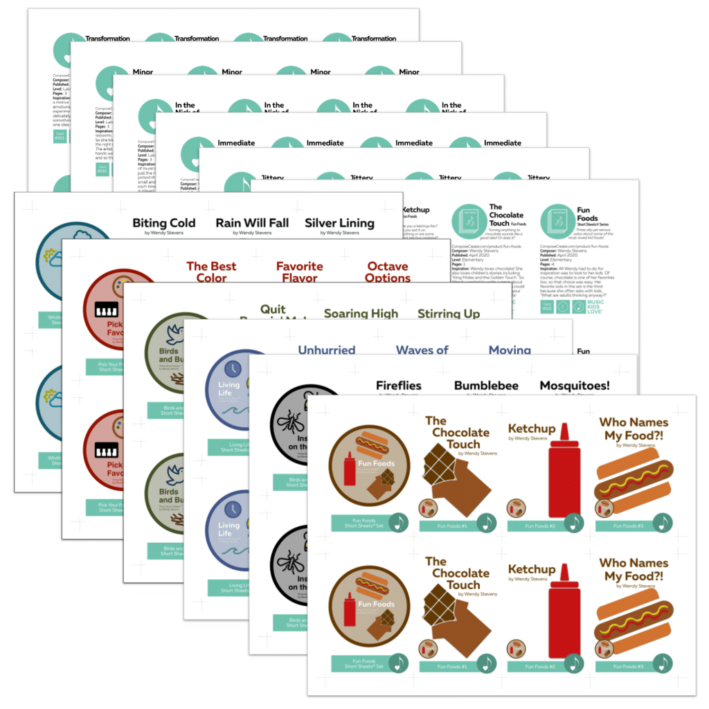 Music Achievement Cards Elementary Short Sheets | ComposeCreate.com
