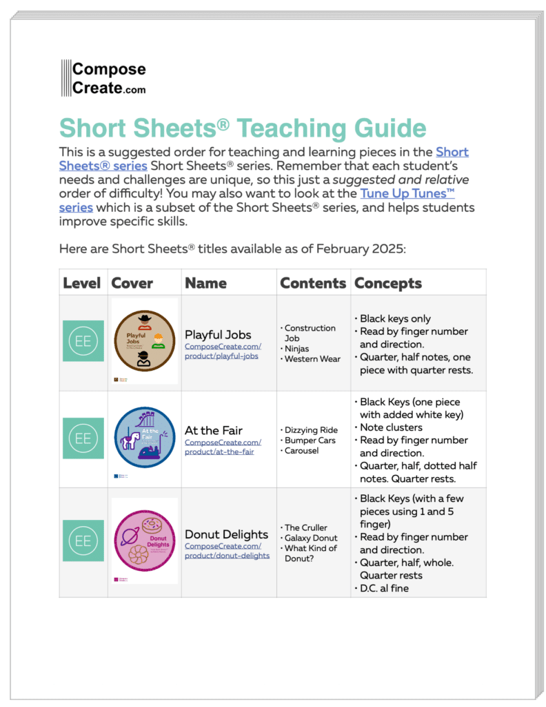 ComposeCreate Music Piano Teaching Guides | ComposeCreate.com