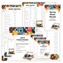 Vintage Vinyl Recital Program, piano recital program, music recital program