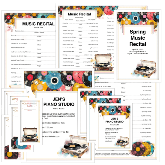 Vintage Vinyl Recital Program, piano recital program, music recital program