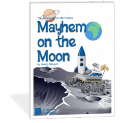 Mayhem on the Moon by Wendy Stevens | Adventures of Little Fuzzies piece about space | ComposeCreate.com | Included in August 2025 Bundle