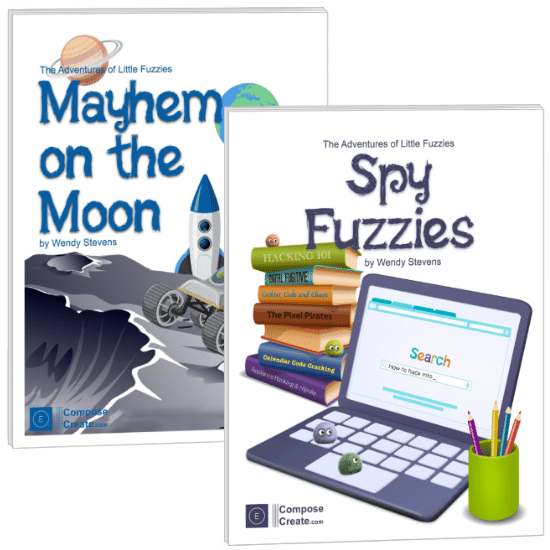 Spy Fuzzies and Mayhem on the Moon Bundle - 2 piano solos from the Adventures of Little Fuzzies series by Wendy Stevens | ComposeCreate.com