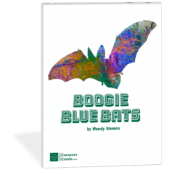 Boogie Blue Bats by Wendy Stevens - Part of the Creepy Creatures series, mid level piano music | ComposeCreate.com