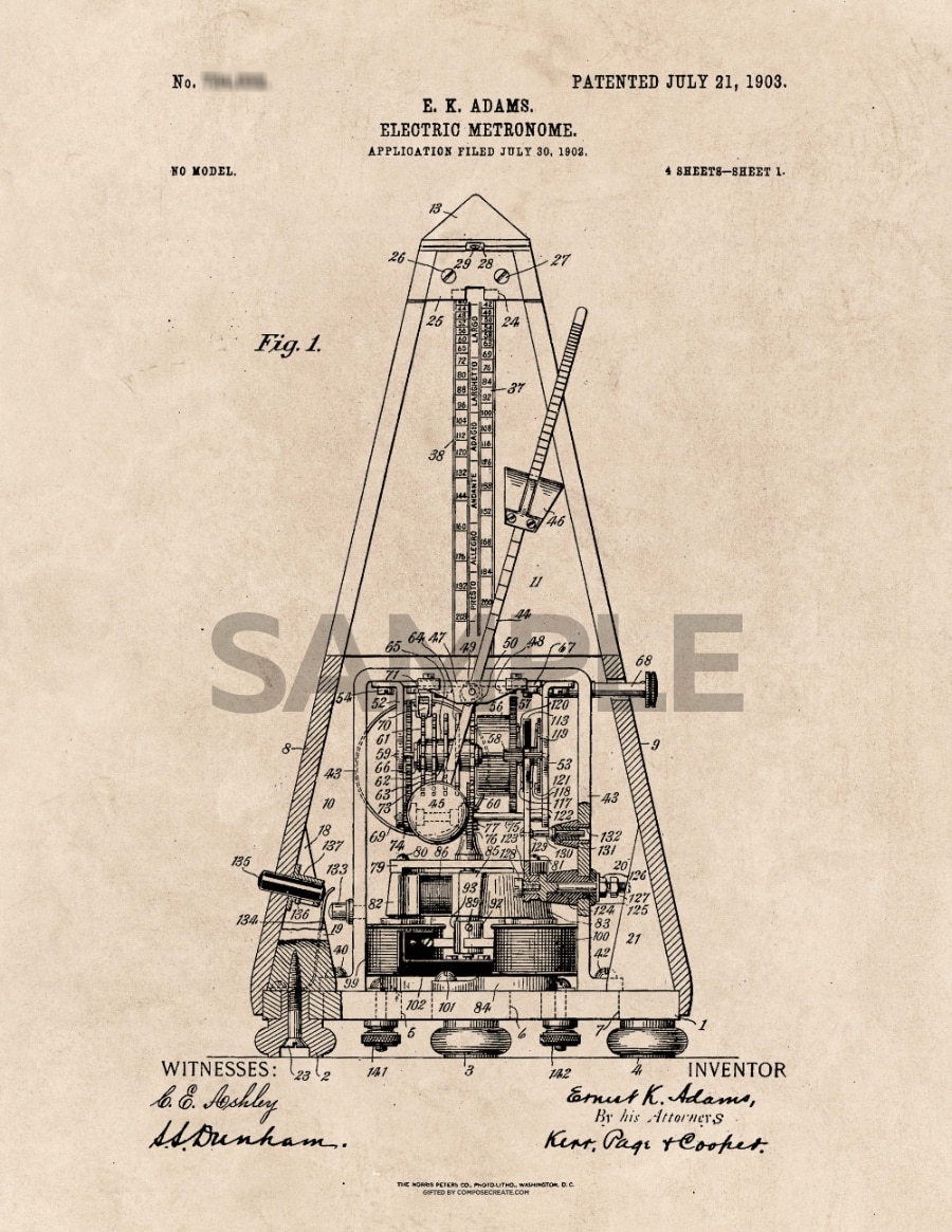 Bonus patent art print from ComposeCreate for purchasing the August 2025 music bundle