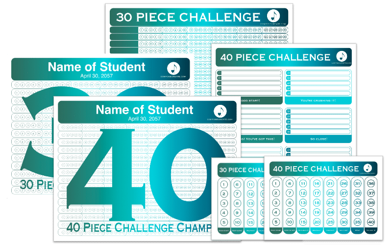 30 and 40 Piece Challenge Charts - free from ComposeCreate.com