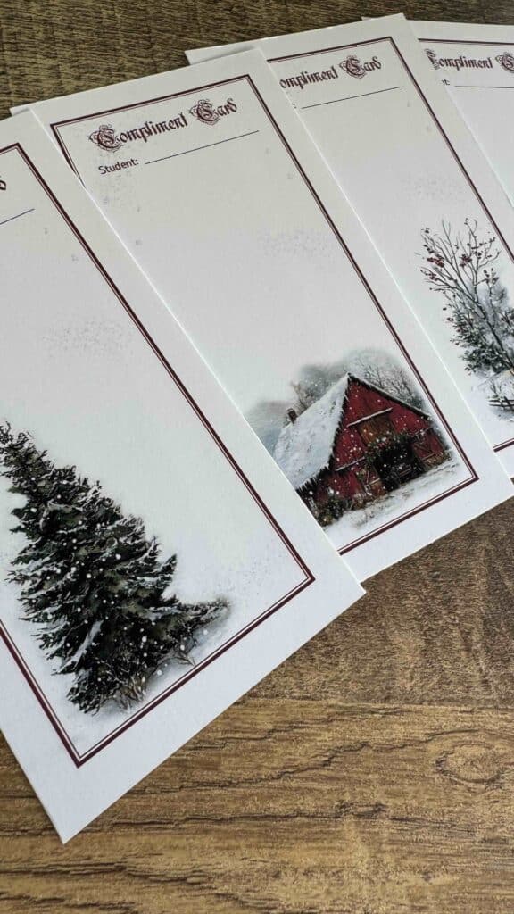 Compliment Cards from Snowy Holiday Editable Recital Program Template | ComposeCreate.com