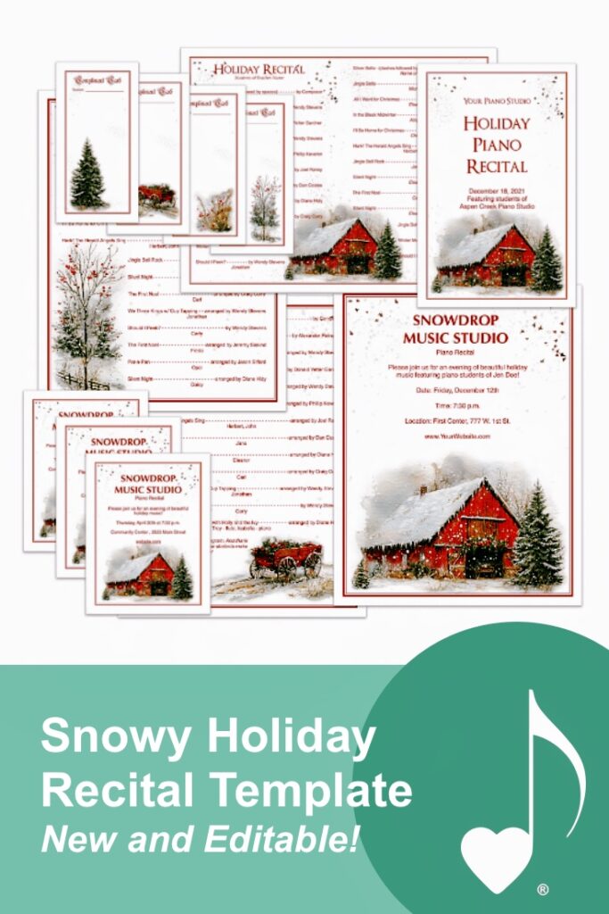 The Snowy Holiday editable recital template is here! Delight your audience members and save time, at ComposeCreate.com!