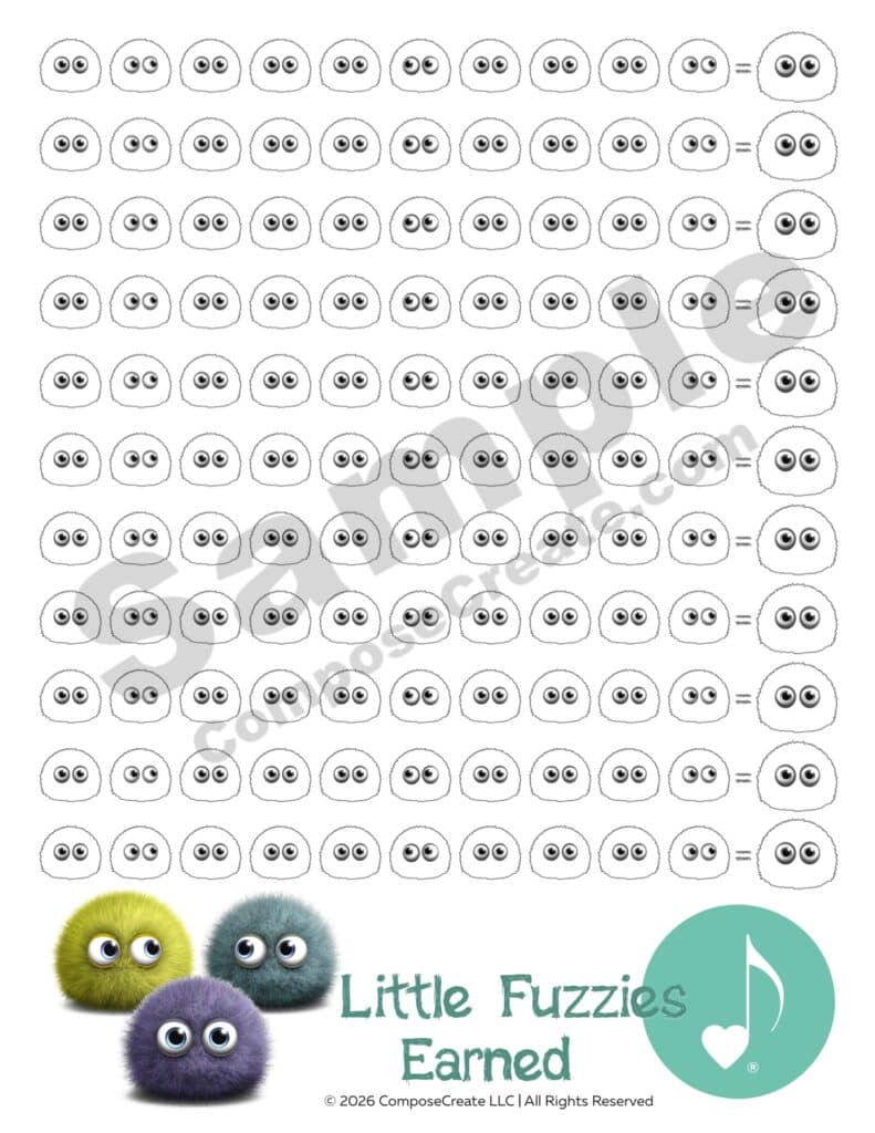 Sample image of the free Little Fuzzies Challenge Chart