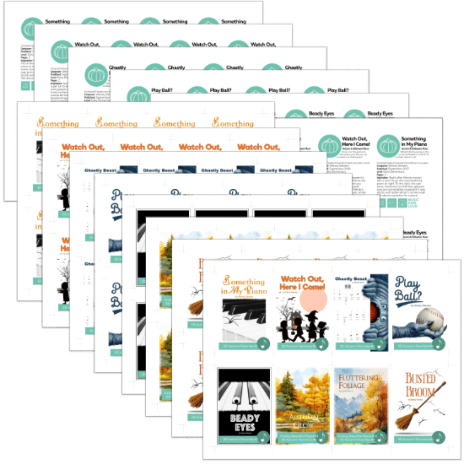 Music Achievement Cards - Autumn and Halloween music from ComposeCreate.com
