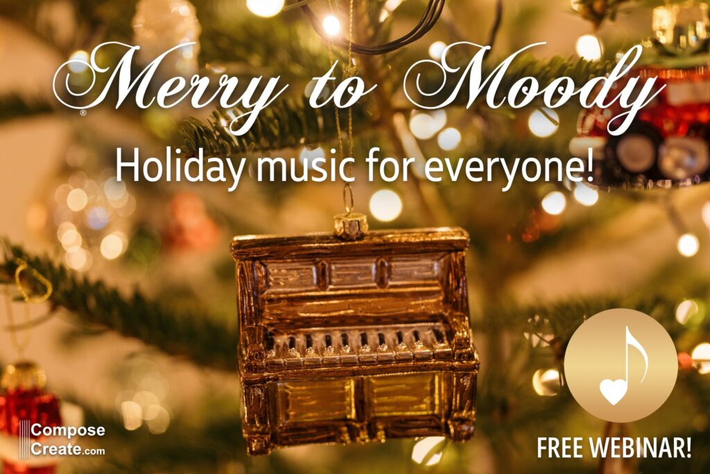 Merry to Moody Piano teaching holiday music webinar